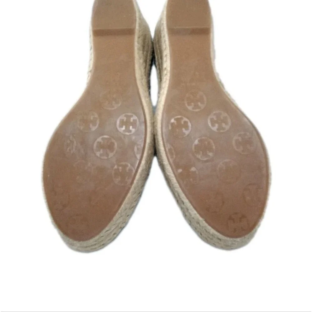 Tory Burch Jackie Wedge Espadrille Shoes Women’s Size 8.5 Black Crochet  Lace